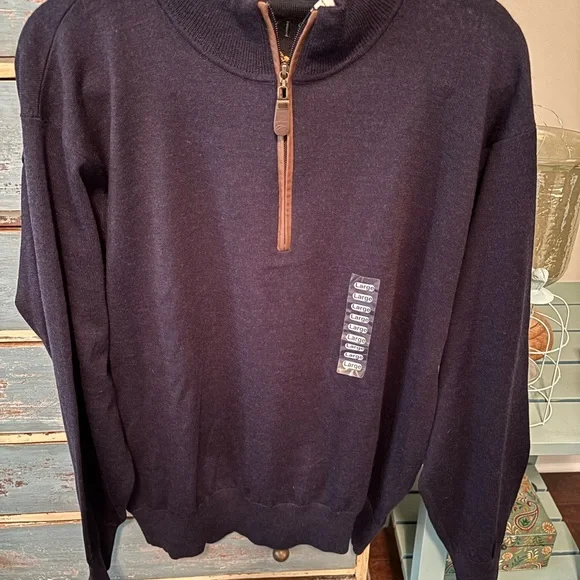 Orvis Men's Dark Blue Zip-Up Sweater Sz large - Picture 2 of 5